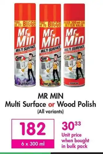 Makro Mr Min Multi Surface or Wood Polish 6 x 300 ml offer