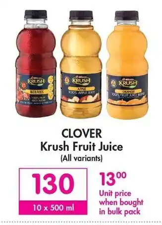 Makro Clover Krush Fruit Juice 10 x 500ml offer