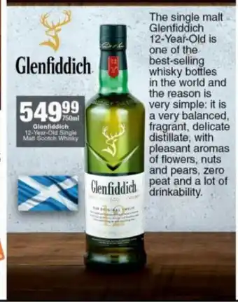 Checkers Liquor Shop Glenfiddich 12-Year-Old Single Malt Scotch Whisky 750 ml offer