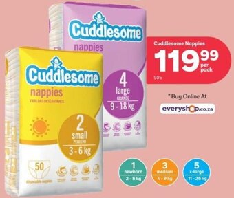 PEP Cuddlesome Nappies 50's offer