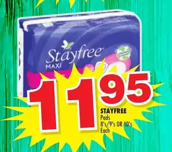 Stayfree Pads 8's/9's or 10's