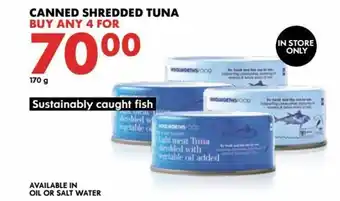 Woolworths Canned Shredded Tuna 4x170g offer