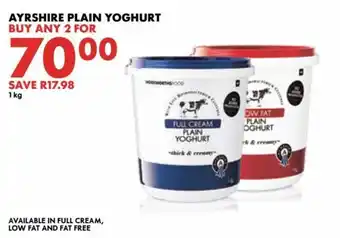 Woolworths Ayrshire Plain Yoghurt 2x1kg offer