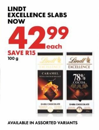 Woolworths Lindt Excellence Slabs 100g offer