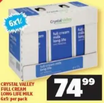 Usave Crystal Valley Full Cream Long Life Milk 6 x 1L offer