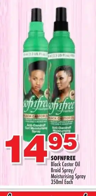 Choppies SofNFree Black Castor Oil Braid Spray / Moisturizing Spray 350ml offer