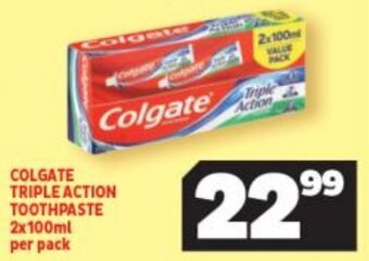 Usave Colgate Triple Action Toothpaste 2 x 100ml offer