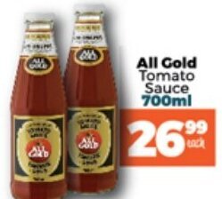 Take 'n Pay All Gold Tomato Sauce 700ml offer