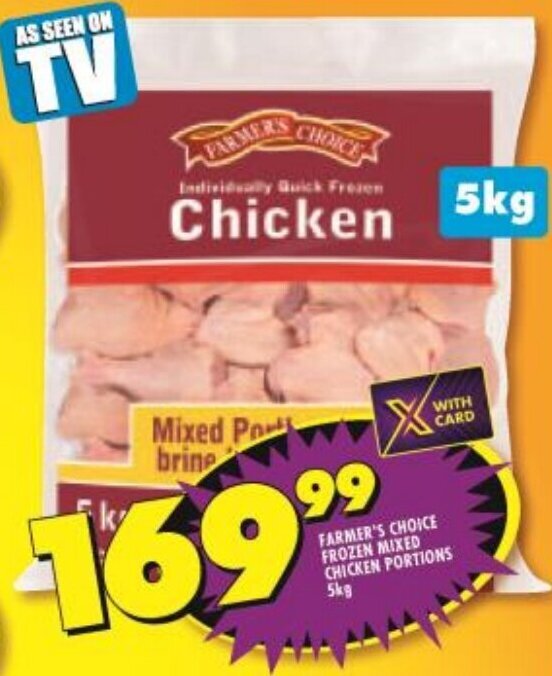 Farmer's Choice Frozen Mixed Chicken Portions 5kg offer at Shoprite