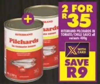 Shoprite Ritebrand Plichards in Tomato Sauce/Chilli Sauce 2 x 400g offer