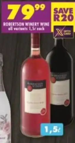 Shoprite Robertson Winery Wine All Variants 1,5L offer