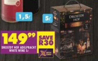 Shoprite Drostdy Hof Adelpracht White Wine 5L offer
