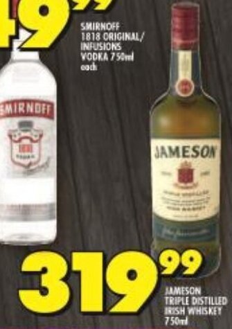 Jameson Triple Distilled Irish Whiskey 750ml