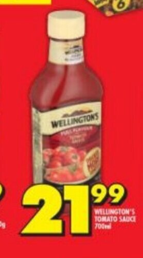 Shoprite Wellington's Tomato Sauce offer