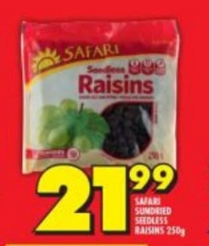 Safari Sundried Seedless Raisins 250g