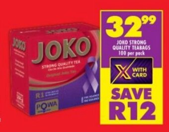 Shoprite Joko Strong Quality Teabags 100 per pack offer