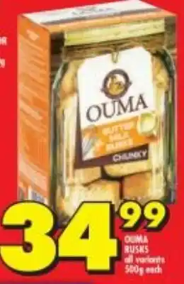 Shoprite Ouma Rusks all Variants 500g offer