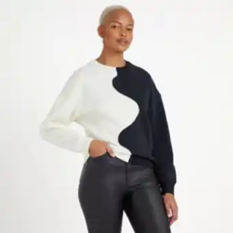 Women's black & white ying yang colour block fashion sweat top