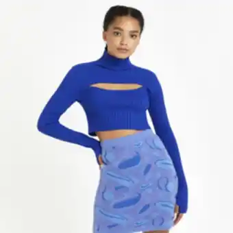 The FIX Women's cobalt blue poloneck jumper with cut out offer
