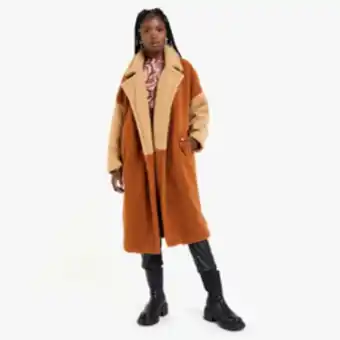 Women's stone & camel borg coat