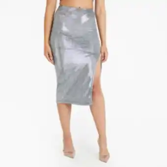 Women's silver and black pencil skirt