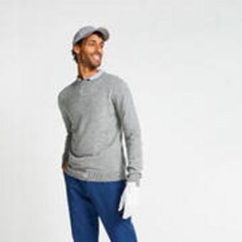 Men's golf crew neck pullover mw500 grey