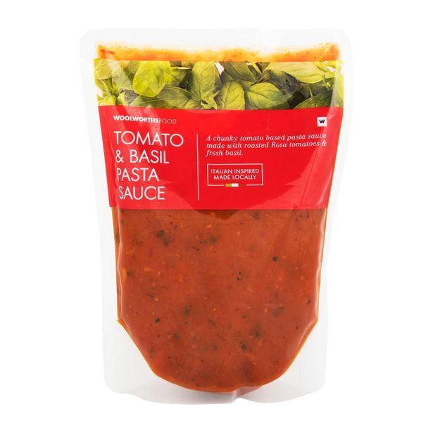 Tomato and basil pasta sauce 600 g offer at Woolworths