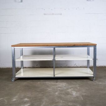 Display trolley natural w/wood shelf