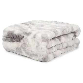 Fur throw · soft plush · polyester · grey-white · standard