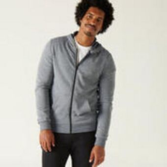 Decathlon Men's straight-cut crew neck zipped hoodie with pocket -100 grey offer