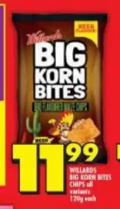 Shoprite Willards Big Korn Bites Chip all variants 120g offer