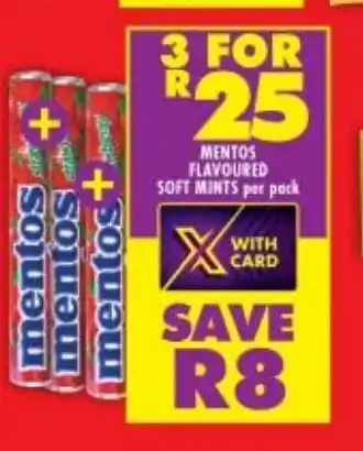 Shoprite Mentos Flavoured Soft Mints per pack offer