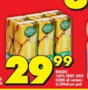 Shoprite Rhodes 100% Fruit Juice Blend all variants 6x200ml offer