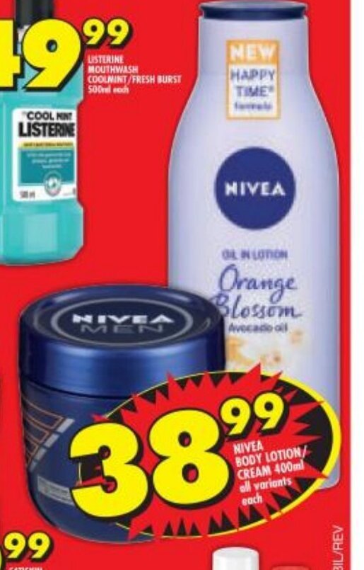 NIvea Body Lotion / Cream 400ml offer at Shoprite