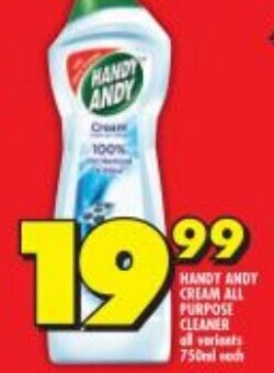 Shoprite handy Andy Cream All Purpose Cleaner 750ml offer
