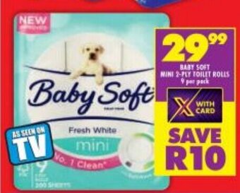 Shoprite Baby Soft Mini 2-Ply Toilet Rolls 9 per Pack offer