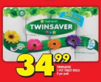 Shoprite Twinsaver 1-Ply Toilet Rolls 8 per pack offer