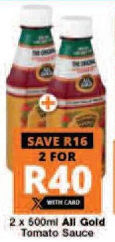 Checkers All Gold Tomato Sauce 2 x 500ml offer