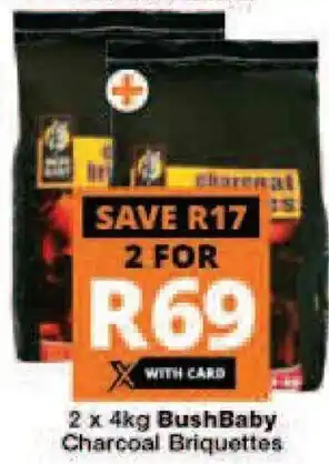 Checkers Bushbaby Charcoal Briquettes 2 x 4kg offer