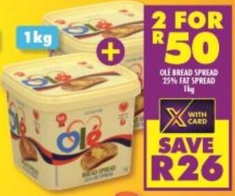 Shoprite Olé Bread Spread 25% Fat Spread 1kg offer