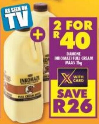 Shoprite Danone Inkomazi Full Cream Maas 2kg offer