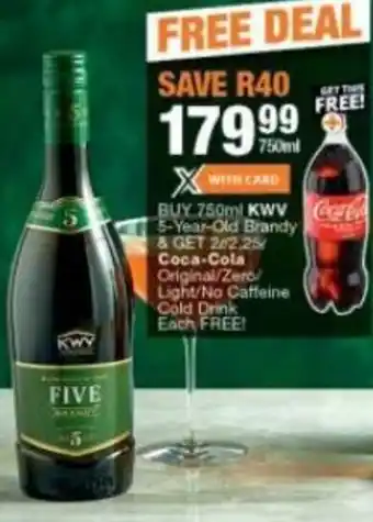 Checkers Liquor Shop KWV 5-Year-Old Brandy 750 ml offer