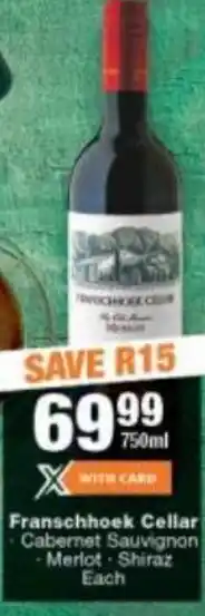 Checkers Liquor Shop Franschhoek Cellar 750 ml offer