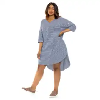 Donna Plus size t-shirt stripe dress - navy & white offer