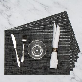 Home.life grey two tone striped placemats - 6 pack