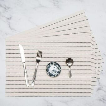 Whitehouse Home.life cream two tone striped placemats - 6 pack offer