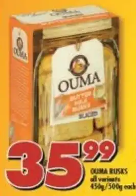 Shoprite Ouma Rusks 450g/500g offer