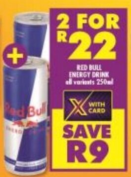 Shoprite Red Bull Energy Drink all variants 2 x 250ml offer