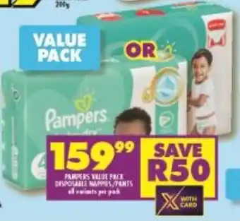 Shoprite Pampers Disposable Nappies/Pants Value Pack all variants offer