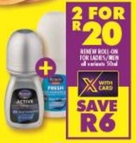 Shoprite Renew Roll On all variants 2 x 50ml offer